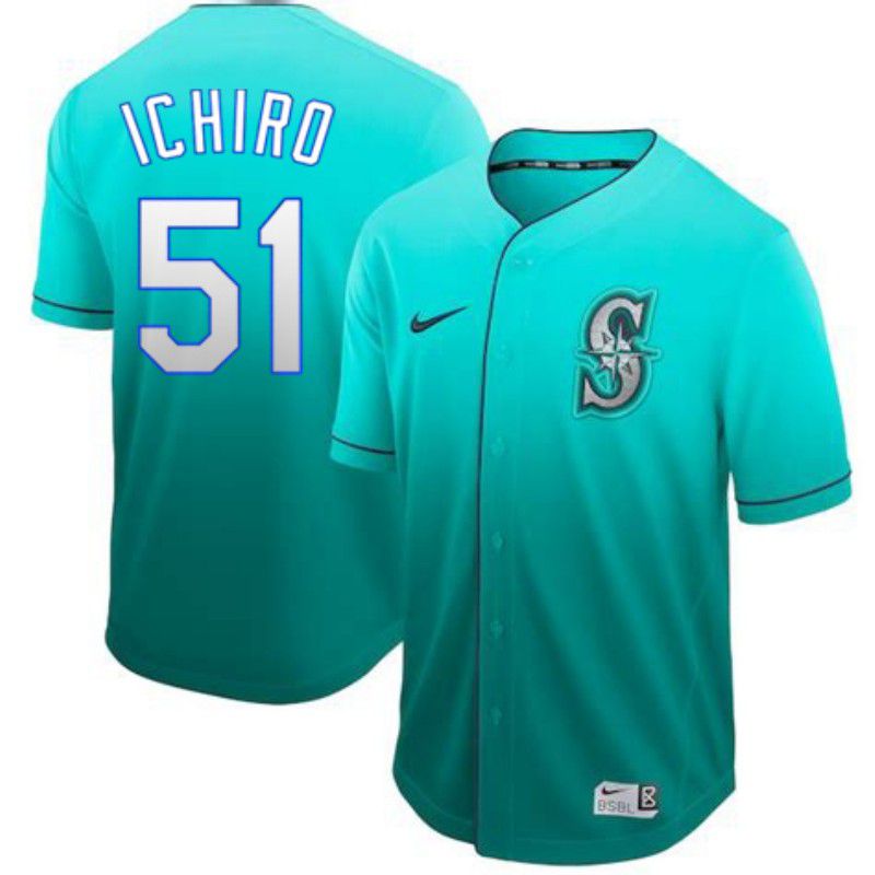 Men Seattle Mariners #51 Ichiro Green Nike Fade MLB Jersey->atlanta braves->MLB Jersey